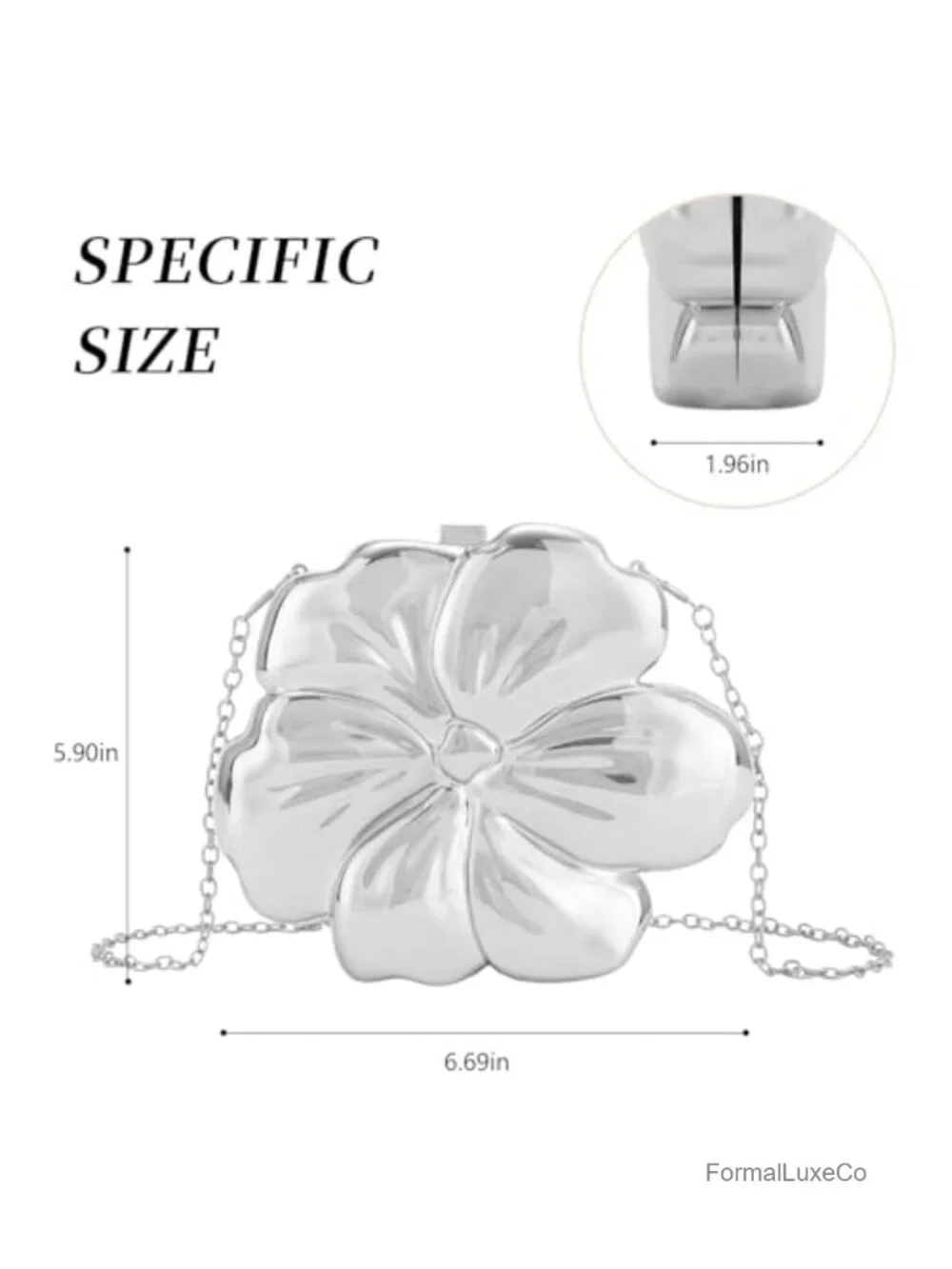 Acrylic Clutch Purse Floral Shape Metallic Handbag Evening Party Prom Sparkly